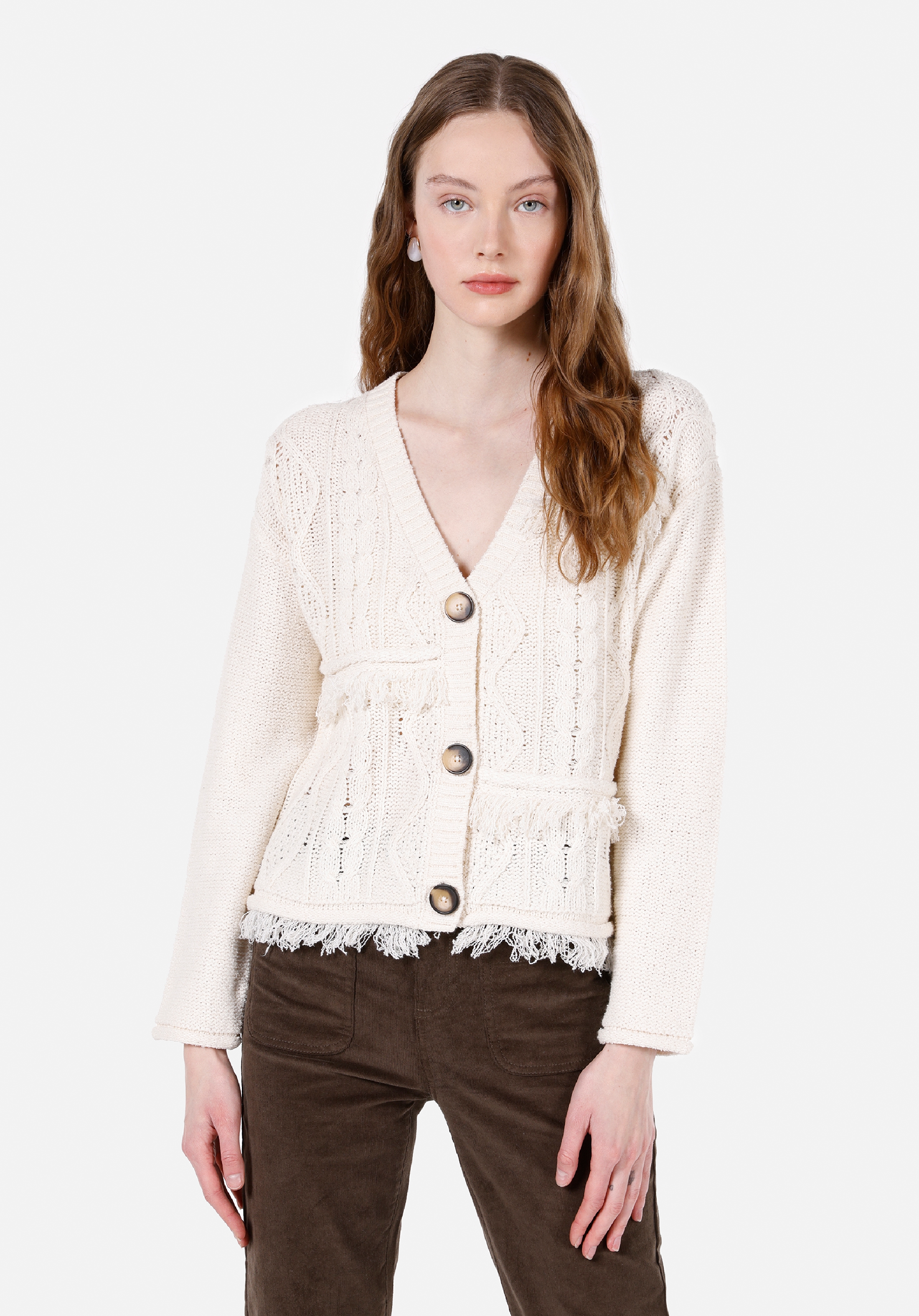 Afișați detalii pentru Cardigan De Dama Ecru Regular Fit  CL1072508