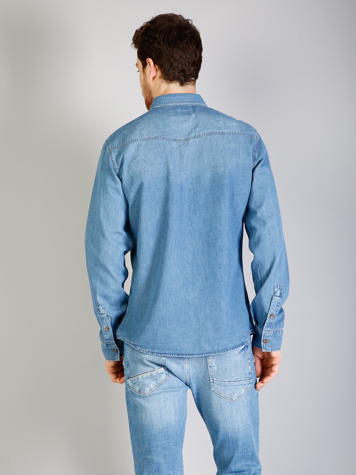 Afișați detalii pentru Albastru Barbati Camasa Cu Maneca Lunga Modern Fit