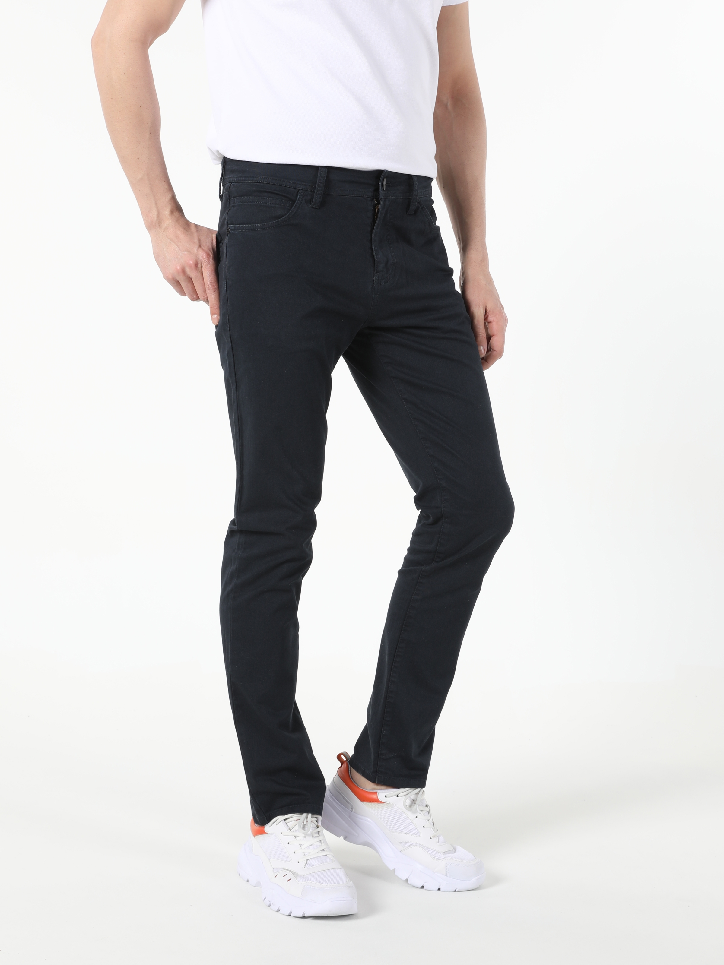 Afișați detalii pentru Albastru Marin Barbati Pantaloni Straight Fit