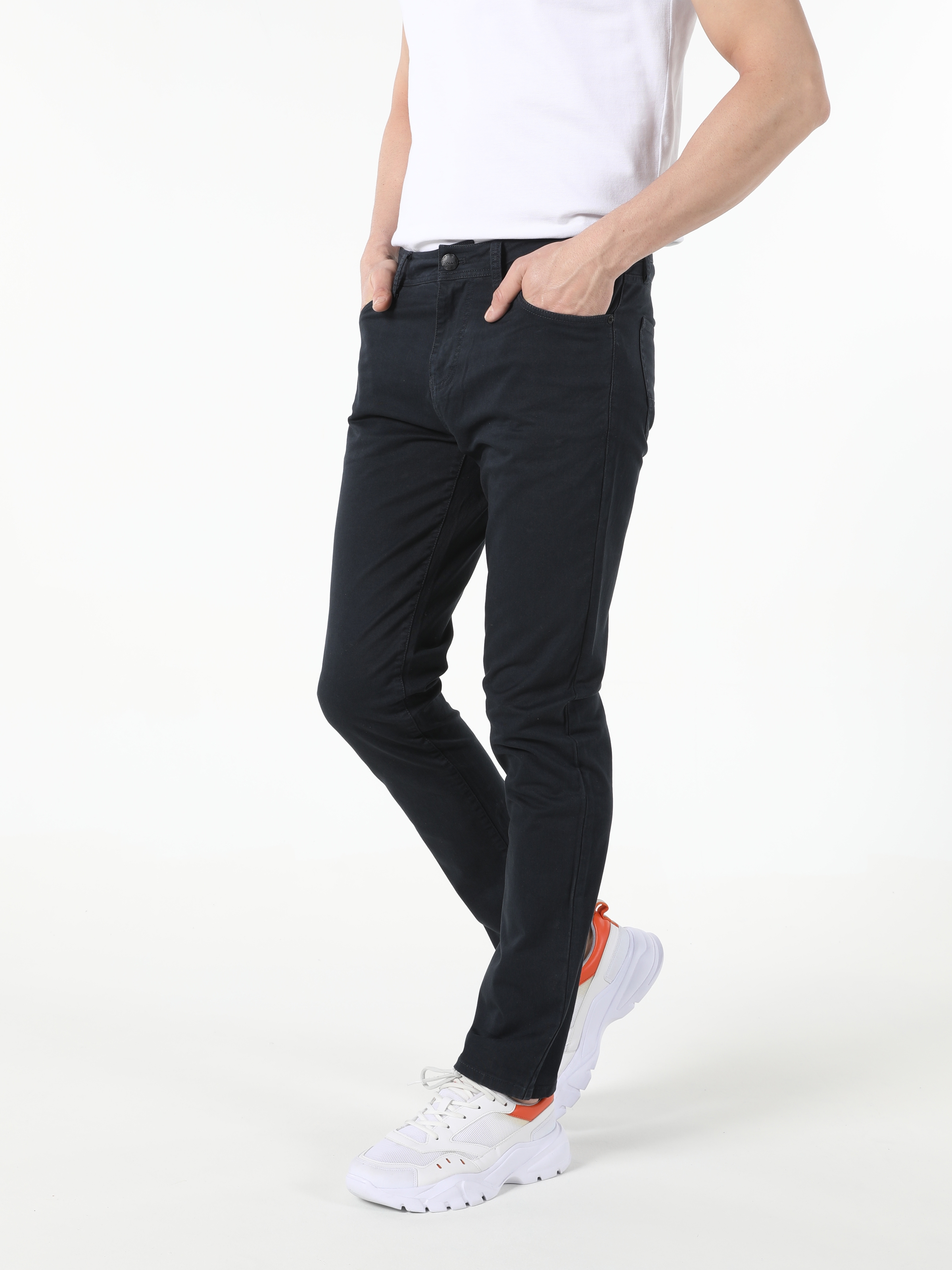 Afișați detalii pentru Albastru Marin Barbati Pantaloni Straight Fit