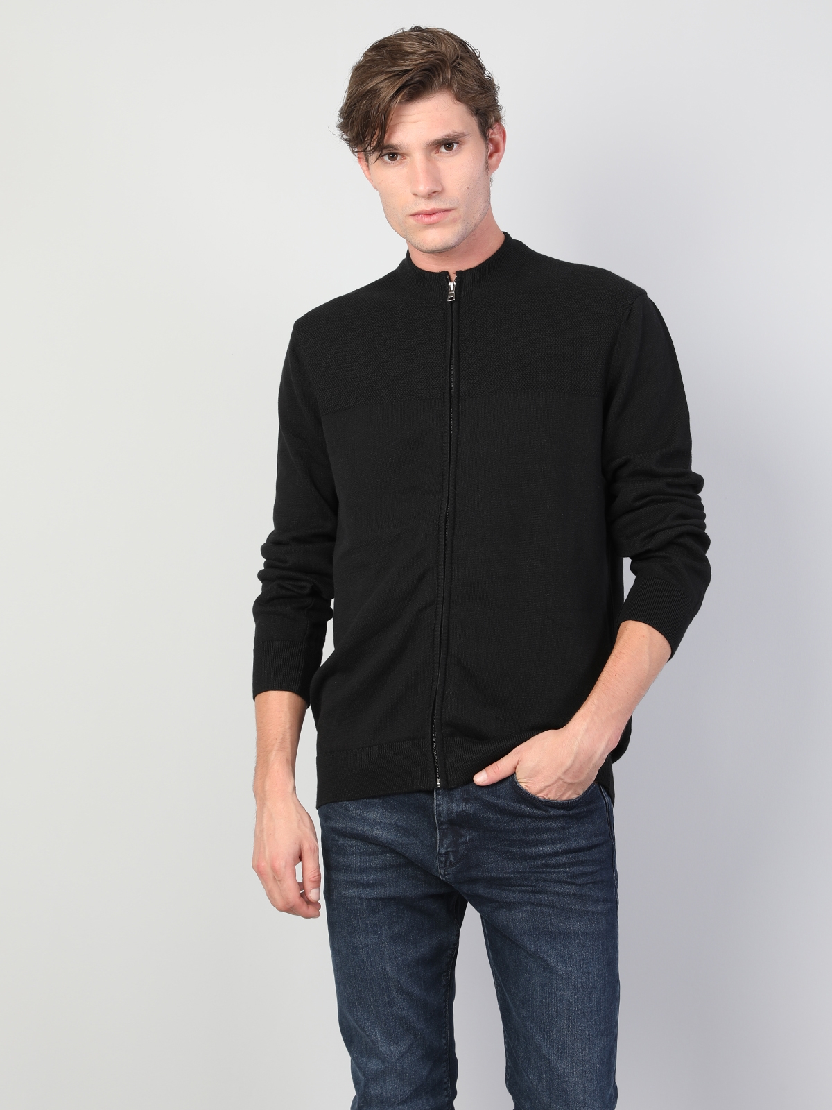 Afișați detalii pentru Cardigan De Barbati Negru Regular Fit 