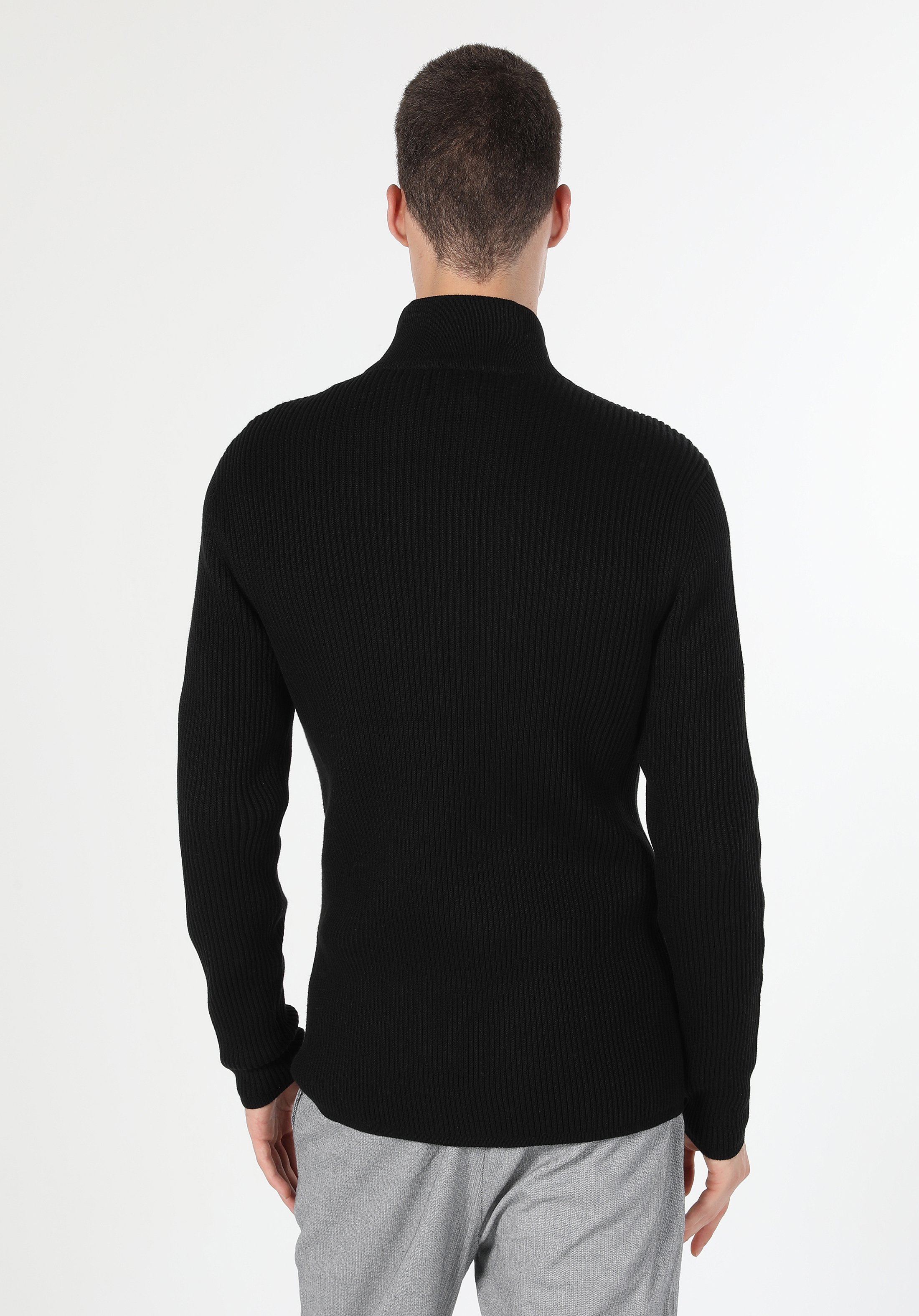 Afișați detalii pentru Cardigan De Barbati Negru Slim Fit 