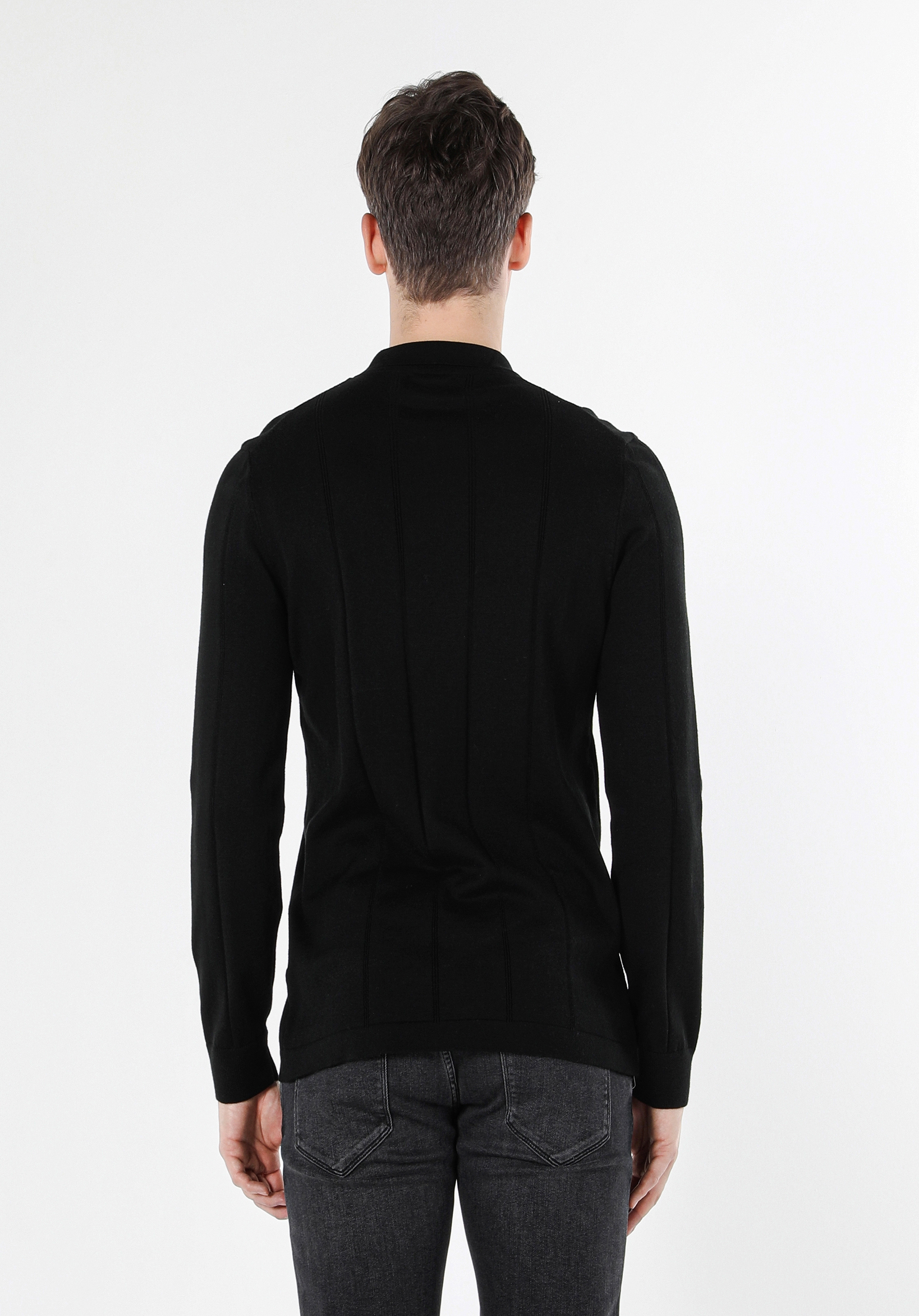 Afișați detalii pentru Cardigan De Barbati Negru Slim Fit 