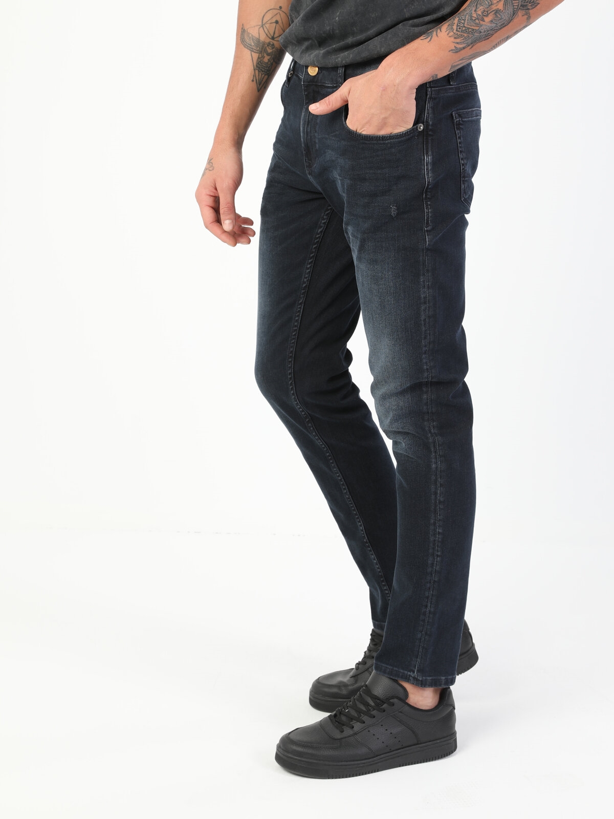 Afișați detalii pentru Pantaloni De Barbati Albastru inchis Slim Fit 041 DANNY 