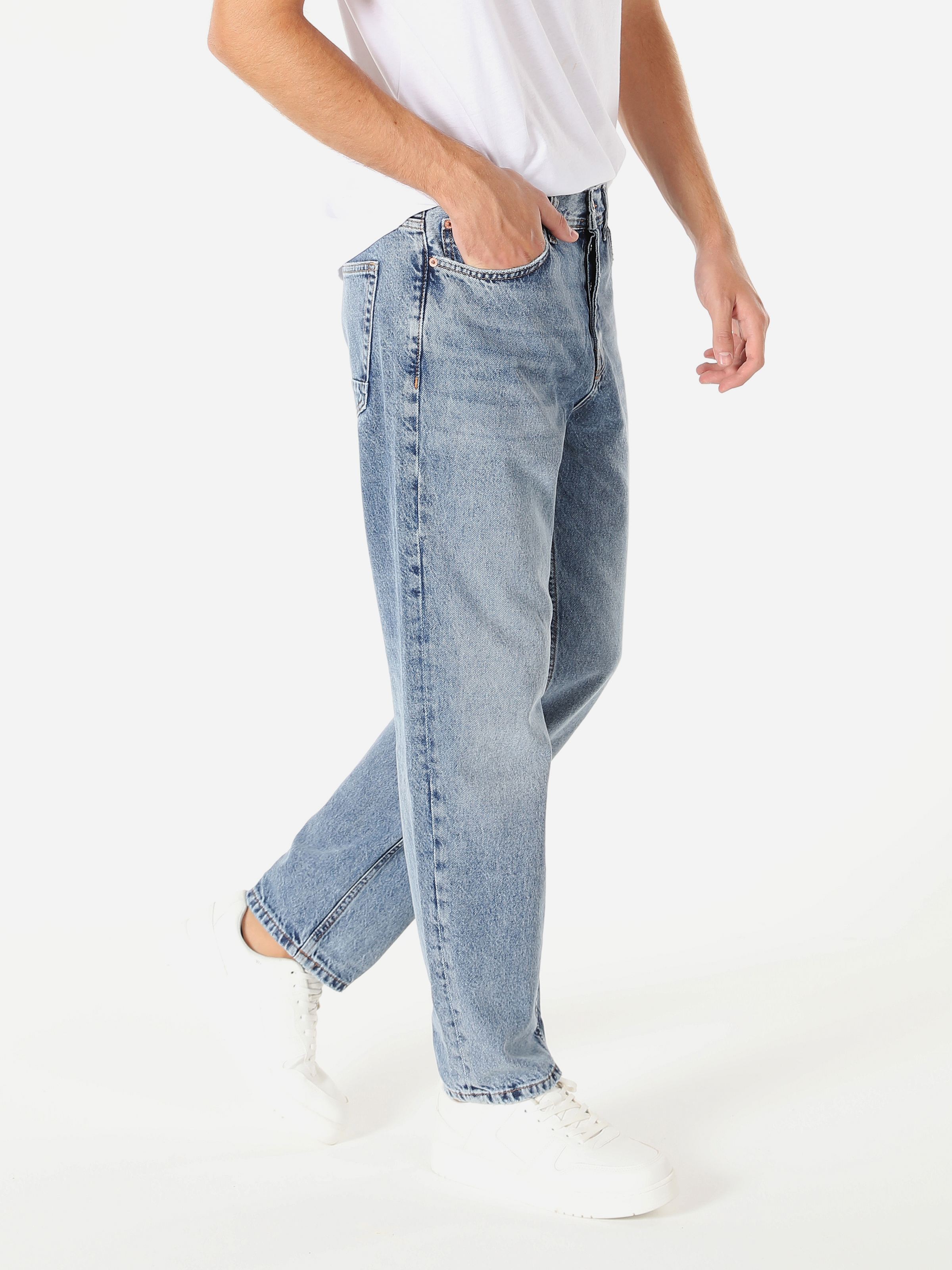 Afișați detalii pentru Pantaloni De Barbati Albastru Straight Fit  CL1061518