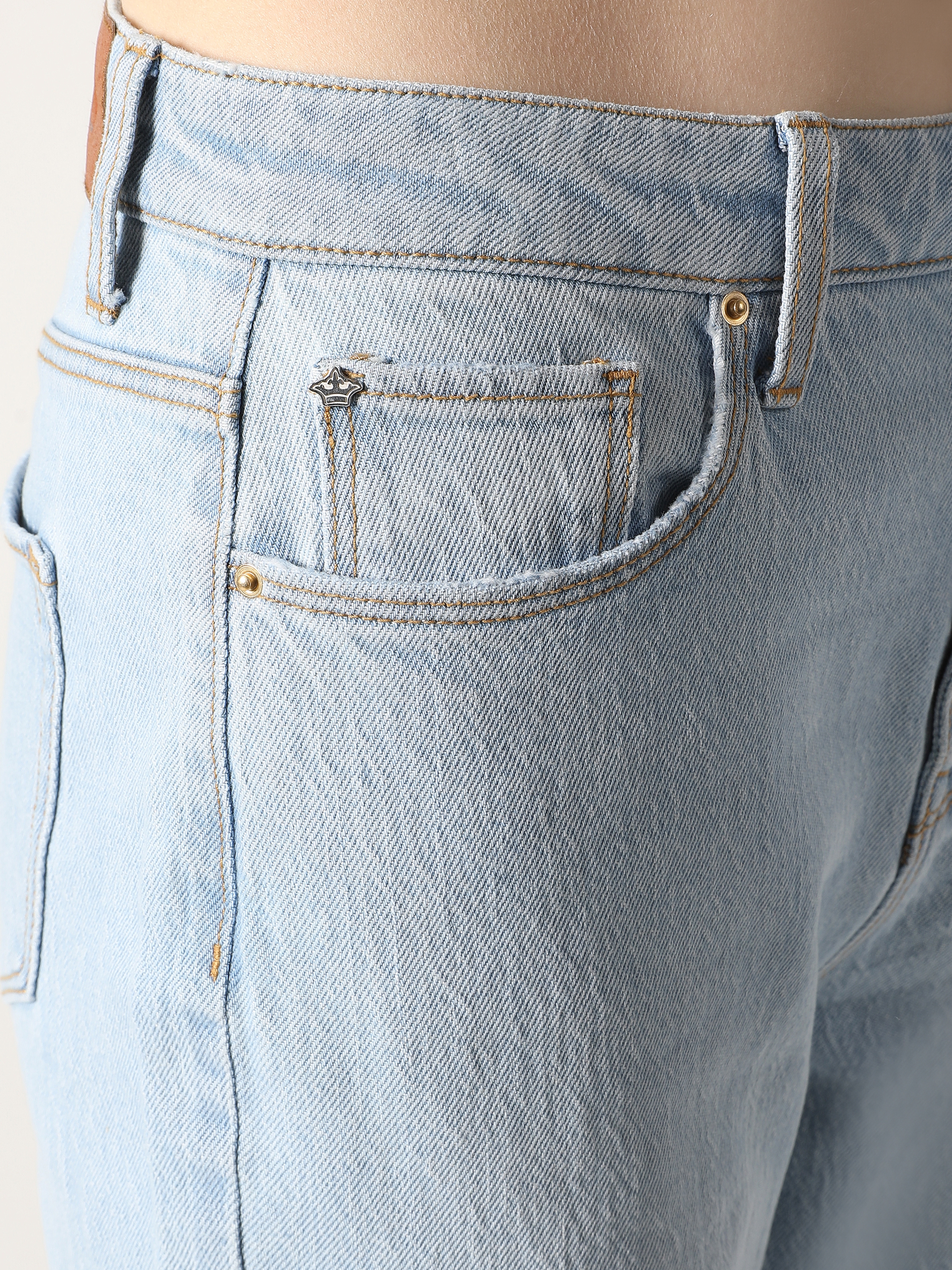 Afișați detalii pentru Pantaloni De Dama Albastru Mom Fit 896  MARIA CL1059104