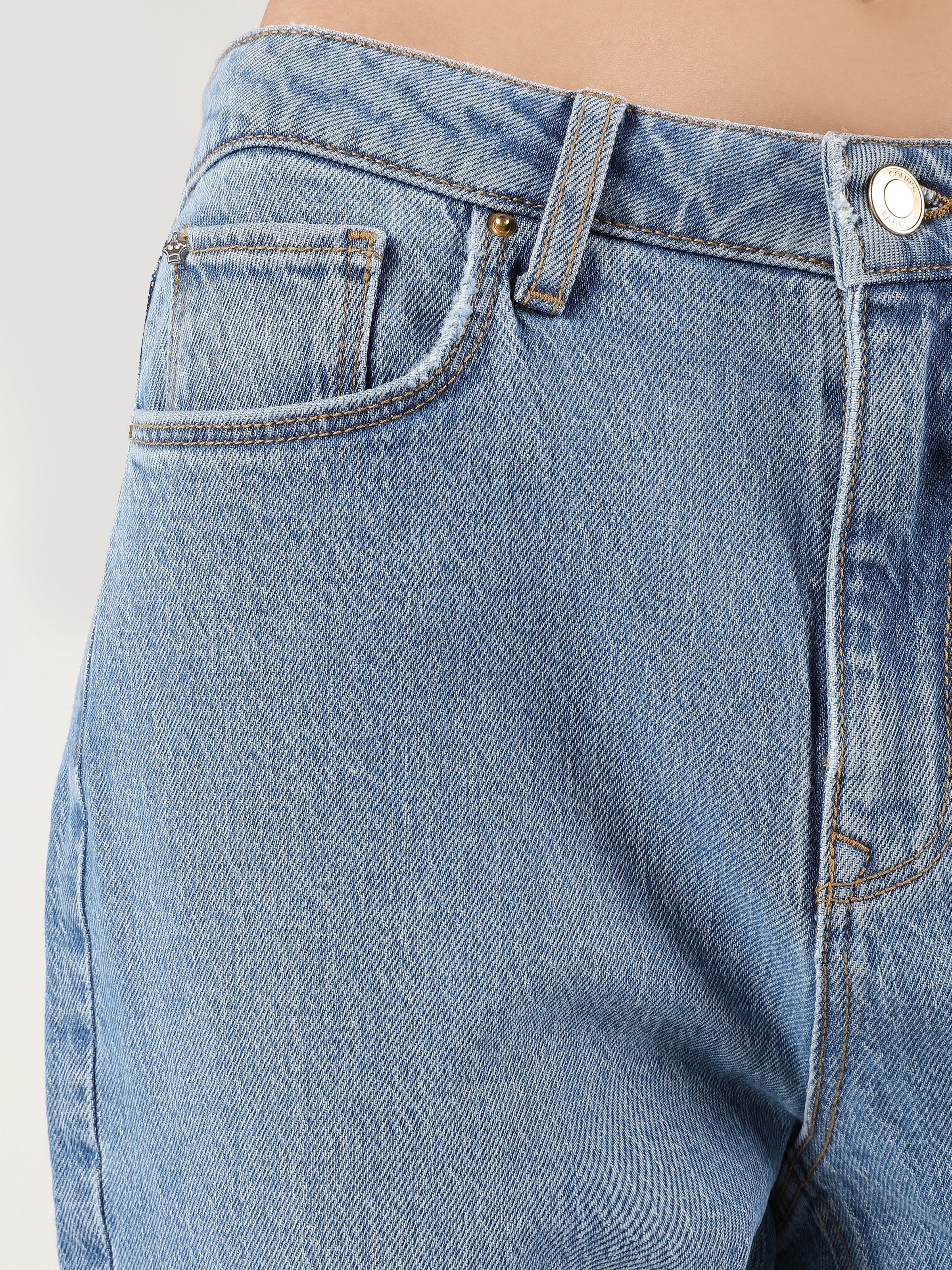 Afișați detalii pentru Pantaloni De Dama Albastru Mom Fit 896  MARIA CL1059105
