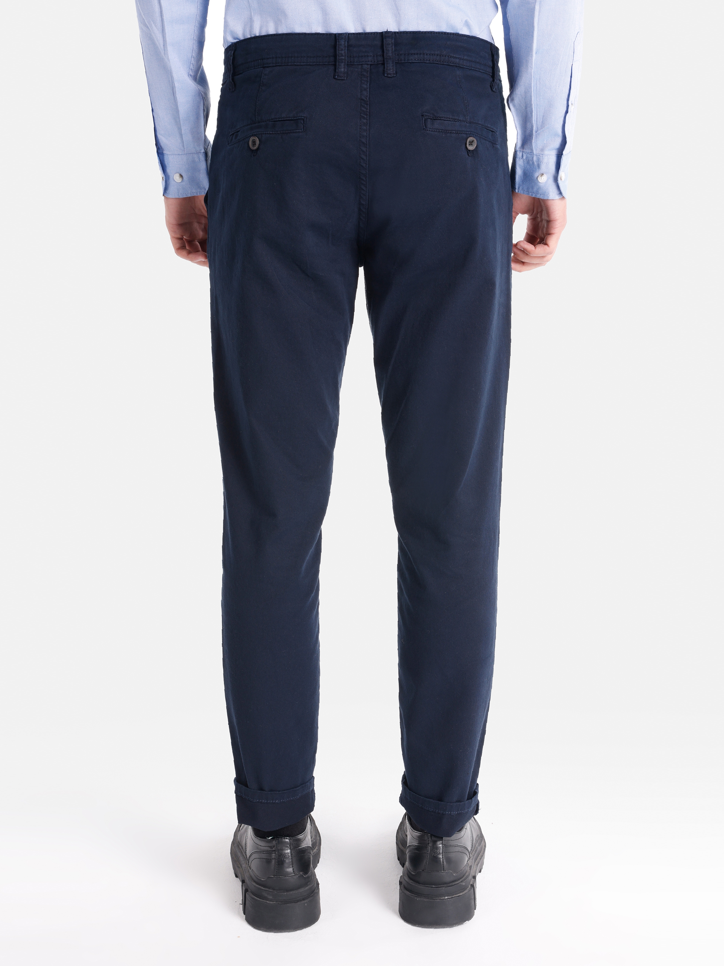 Afișați detalii pentru Albastru Marin Barbati Pantaloni Regular Fit