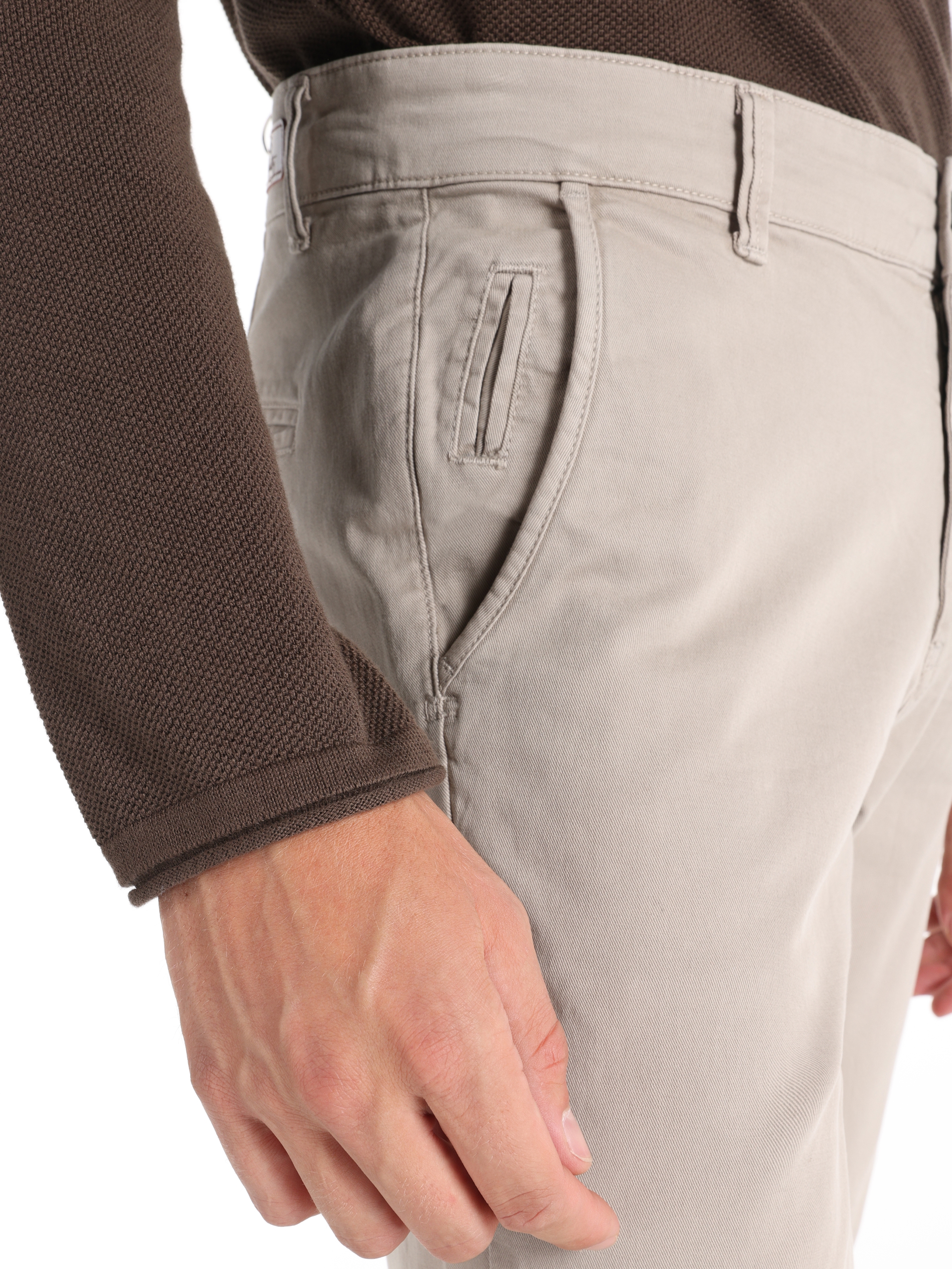 Afișați detalii pentru Pantaloni Slim Fit Bej De Barbati