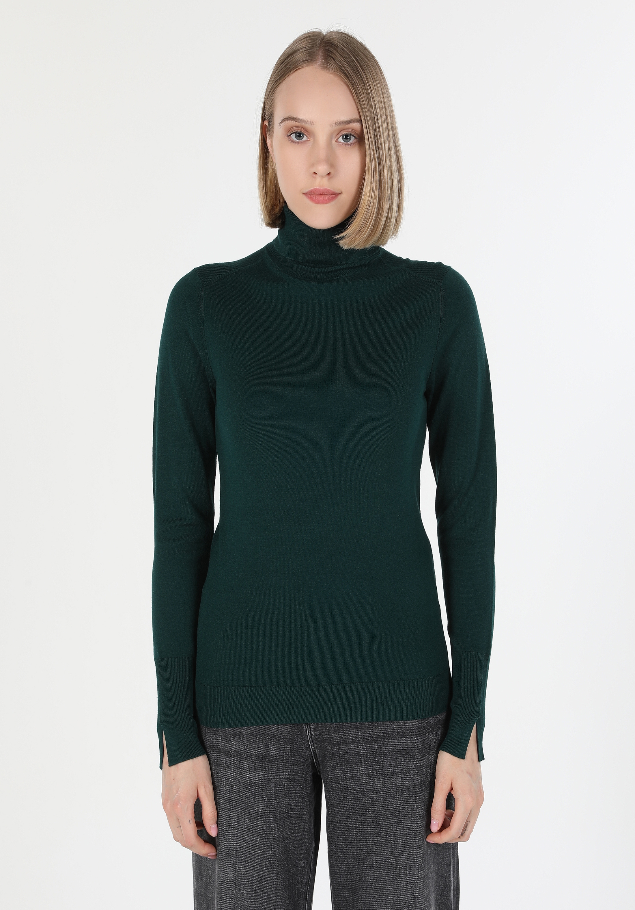 Afișați detalii pentru Pulover De Dama Verde Slim Fit 