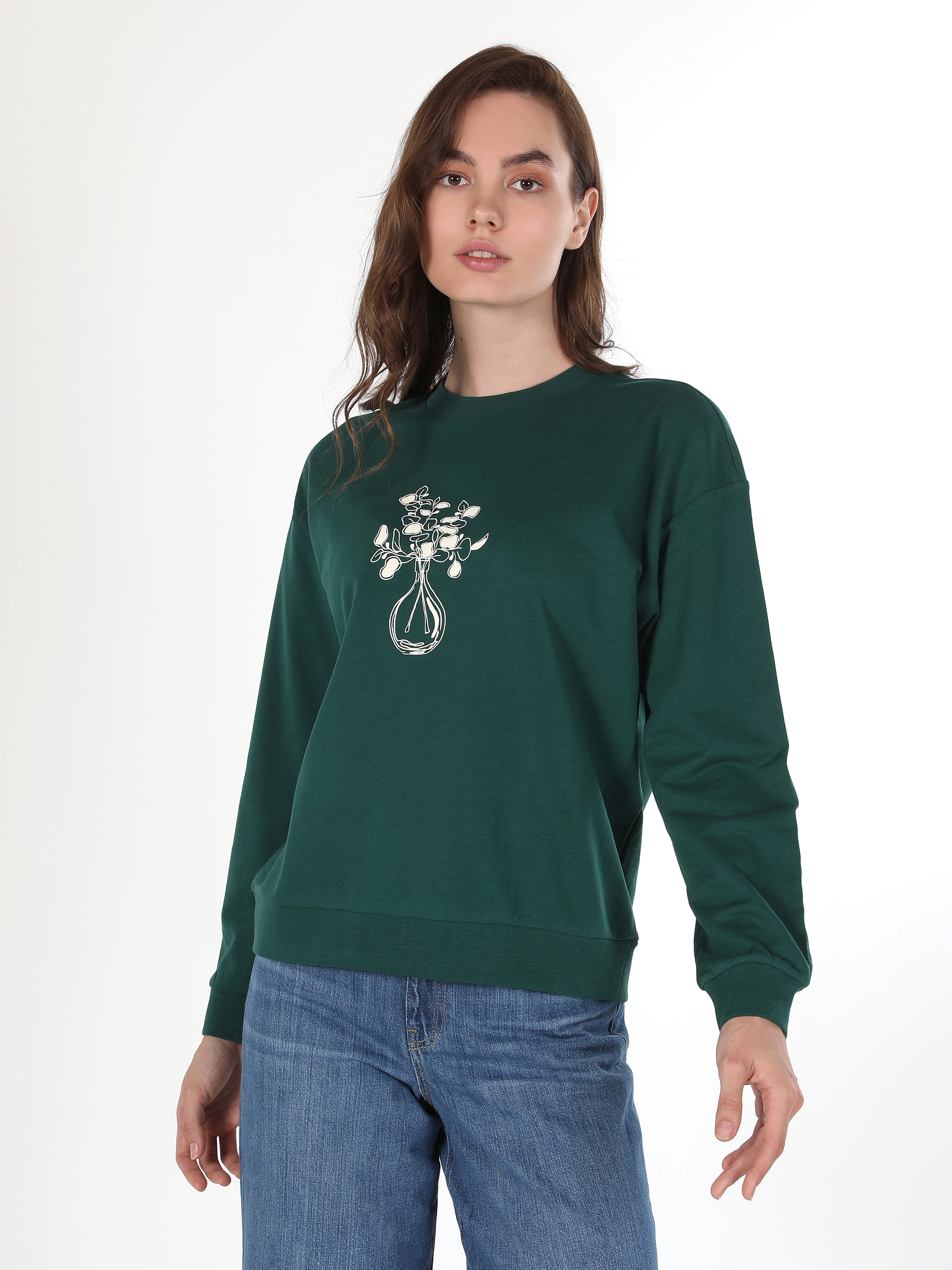 Afișați detalii pentru Swater / Bluza De Dama Verde Regular Fit 