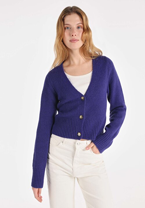 Cardigan De Dama Mov Regular Fit CL1065260 | Colin's Romania