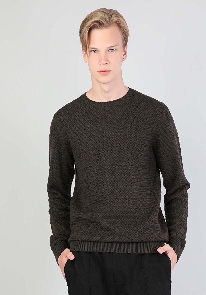 Imagine a Pulover De Barbati Kaki Regular Fit  Cl1044261