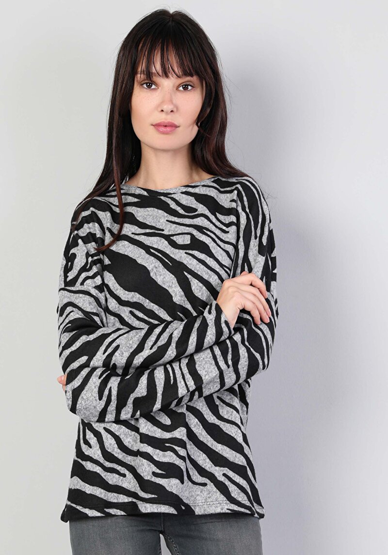 Imagine a Tricou Cu Maneca Lunga De Dama Gri Regular Fit  Cl1046128