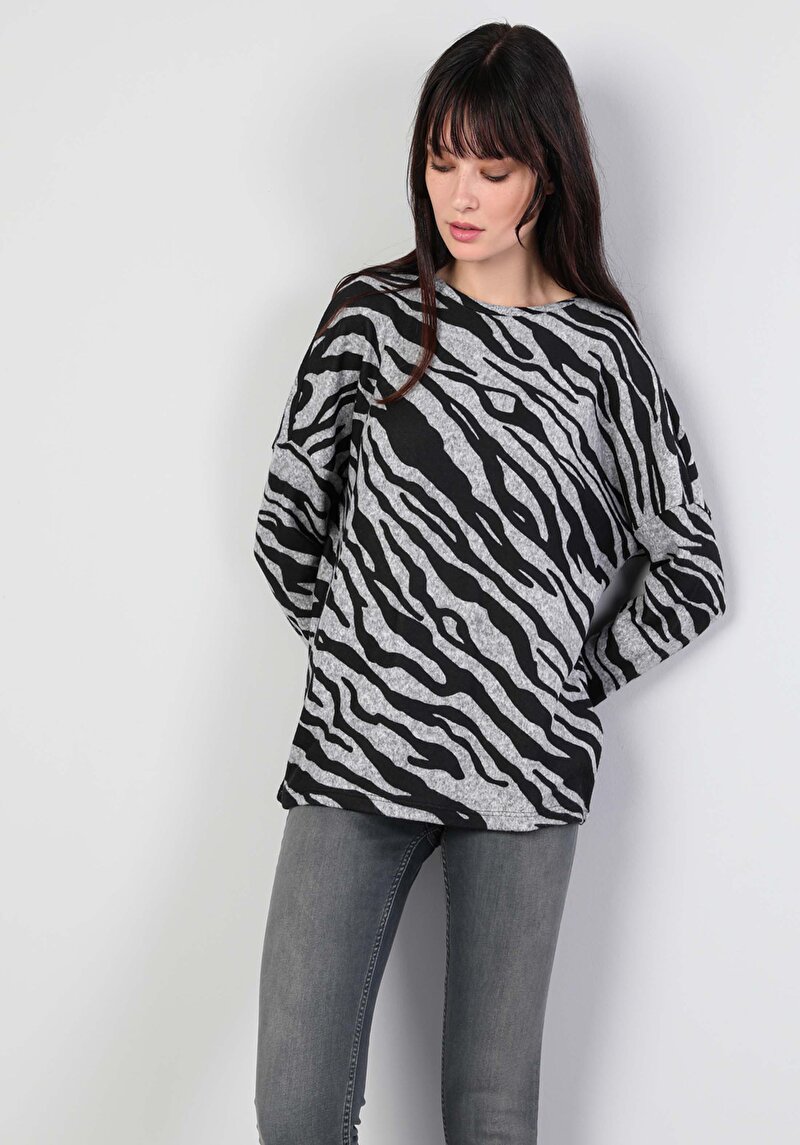 Afișați detalii pentru Tricou Cu Maneca Lunga De Dama Gri Regular Fit  Cl1046128