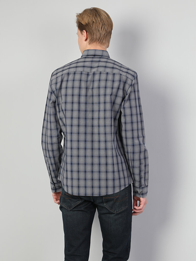 Imagine a Gulerul Cămășii Barbati Gri Camasa Cu Maneca Lunga