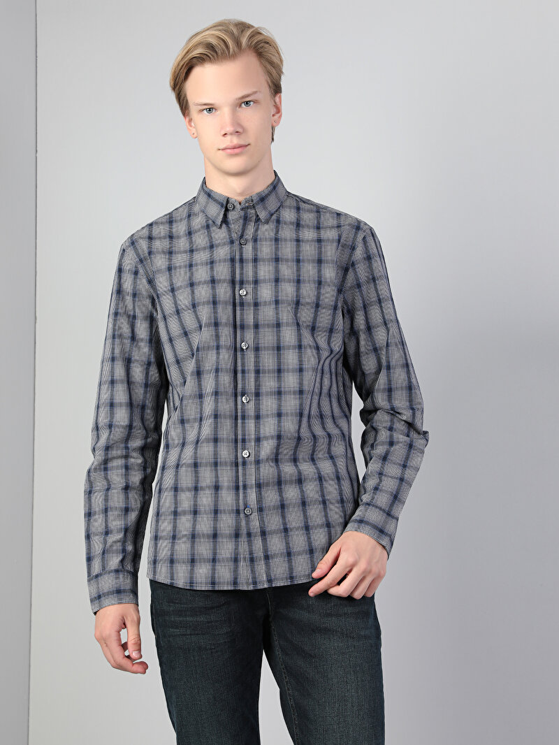 Afișați detalii pentru Gulerul Cămășii Barbati Gri Camasa Cu Maneca Lunga