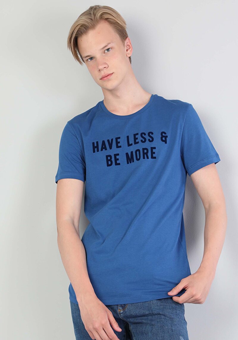 Imagine a Tricou Cu Maneca Scurta De Barbati Albastru Regular Fit  Cl1044350