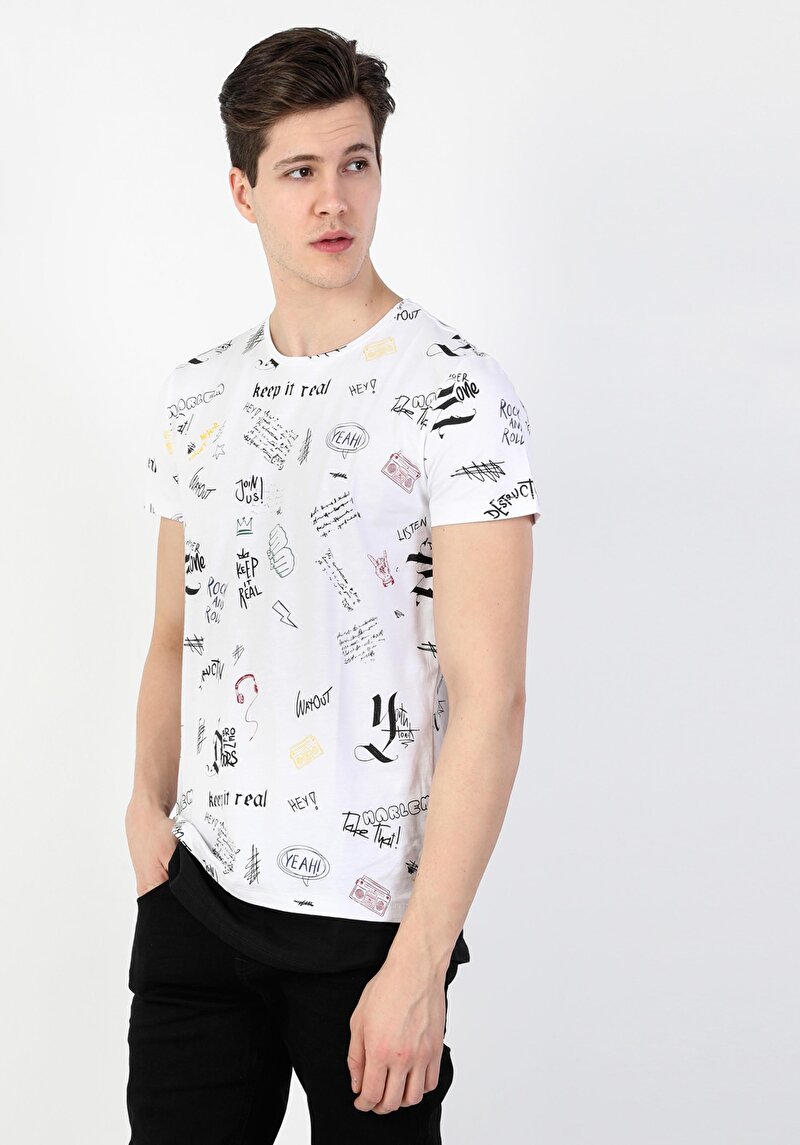 Imagine a Tricou Cu Maneca Scurta De Barbati Alb Long Fit  Cl1048572