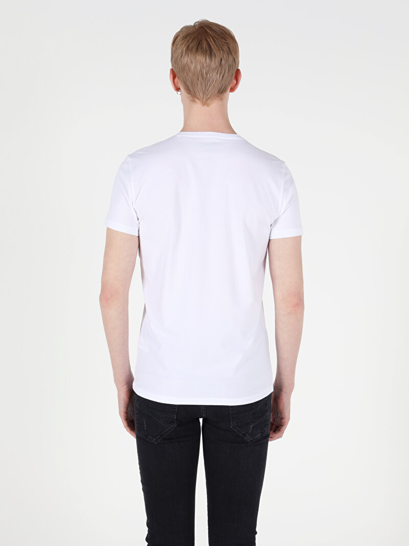 Imagine a Tricou Cu Maneca Scurta De Barbati Alb Slim Fit Cl1049909