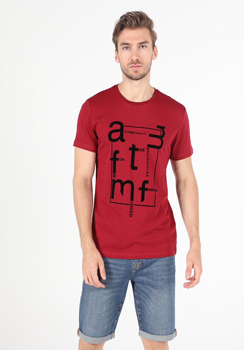 Imagine a Tricou Cu Maneca Scurta De Barbati Roşu Regular Fit  Cl1050177