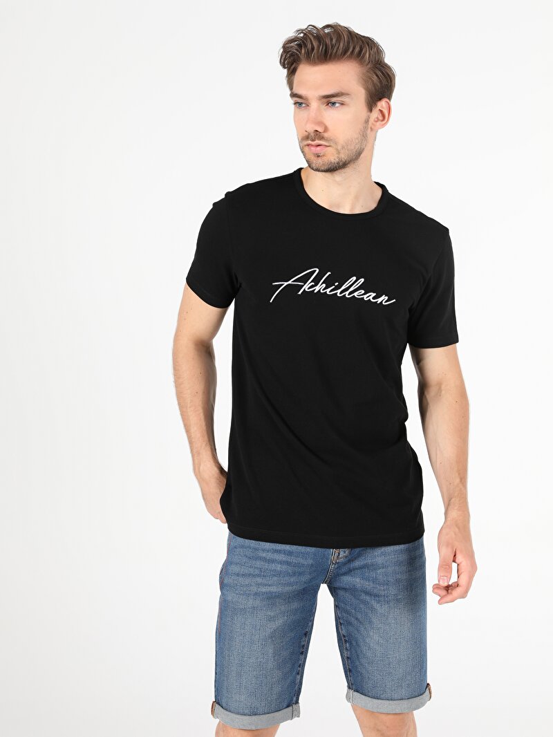 Imagine a Tricou Cu Maneca Scurta De Barbati Negru Regular Fit Cl1049913