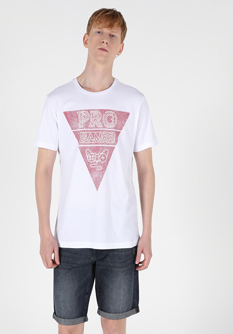 Imagine a Tricou Cu Maneca Scurta De Barbati Alb Regular Fit  Cl1050934