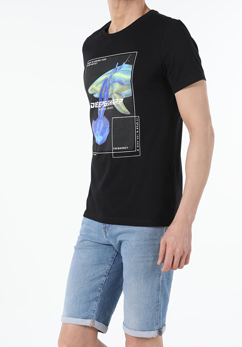 Imagine a Tricou Cu Maneca Scurta De Barbati Negru Regular Fit  Cl1052574