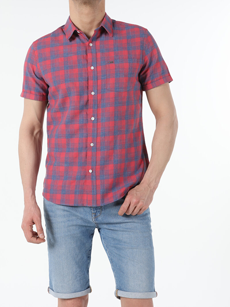 Imagine a  Barbati Camasa Cu Maneca Scurta Slim Fit