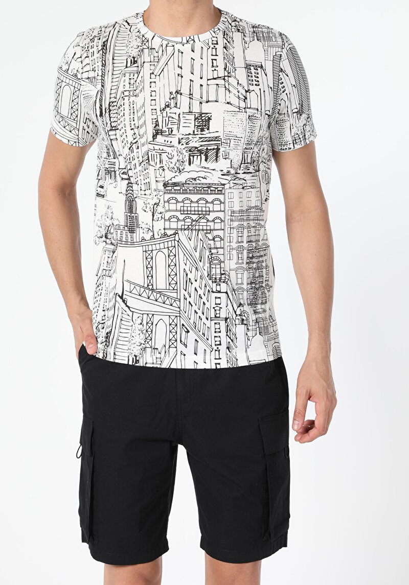 Imagine a Tricou Cu Maneca Scurta De Barbati Alb Regular Fit  Cl1050982