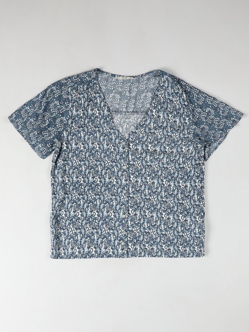 Imagine a Camasa Cu Maneca Scurta De Dama Albastru Regular Fit Cl1048920