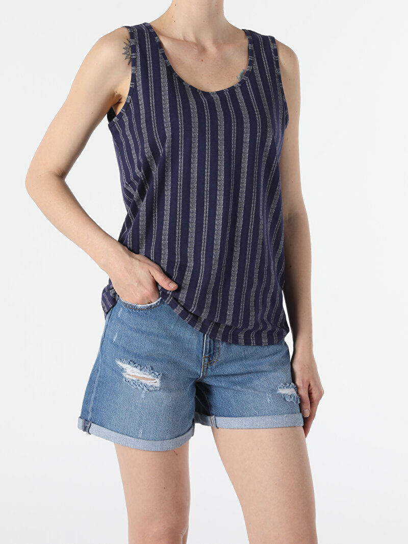 Afișați detalii pentru Maiou De Dama Albastru Marin Regular Fit  Cl1054016