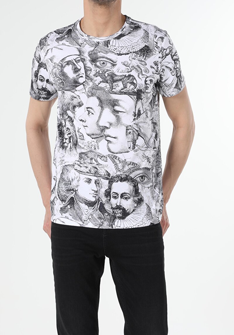 Imagine a Tricou Cu Maneca Scurta De Barbati Alb Regular Fit  Cl1054068