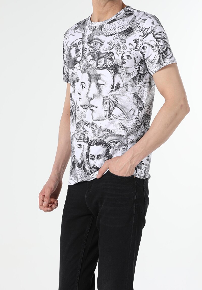 Afișați detalii pentru Tricou Cu Maneca Scurta De Barbati Alb Regular Fit  Cl1054068