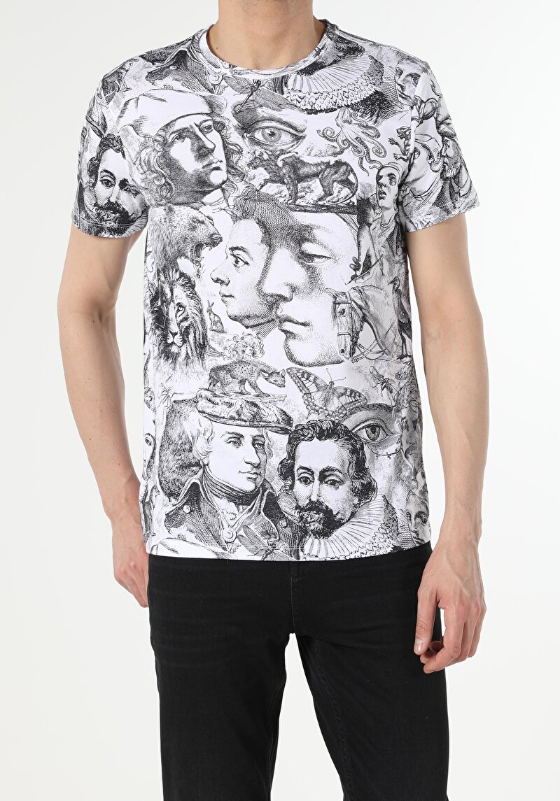 Afișați detalii pentru Tricou Cu Maneca Scurta De Barbati Alb Regular Fit  Cl1054068