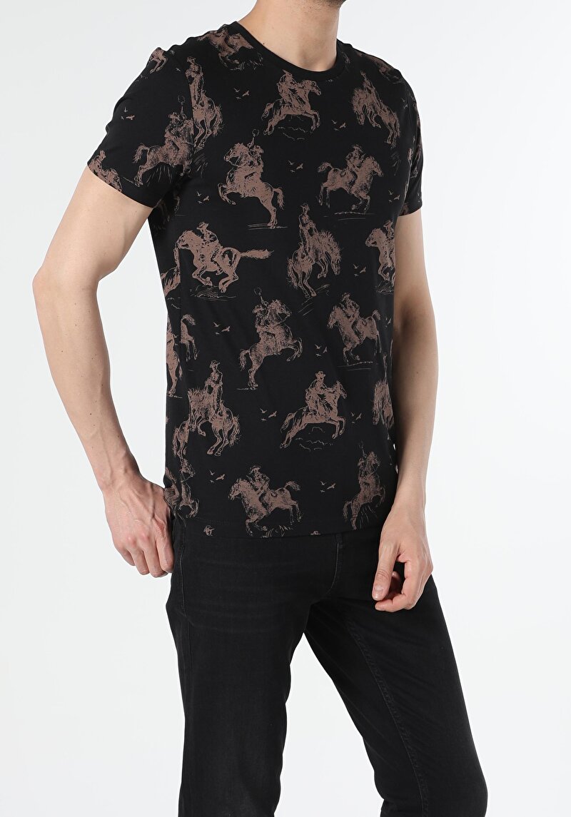 Imagine a Tricou Cu Maneca Scurta De Barbati Negru Regular Fit Cl1056441