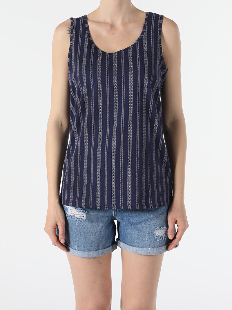 Afișați detalii pentru Maiou De Dama Albastru Marin Regular Fit  Cl1054016