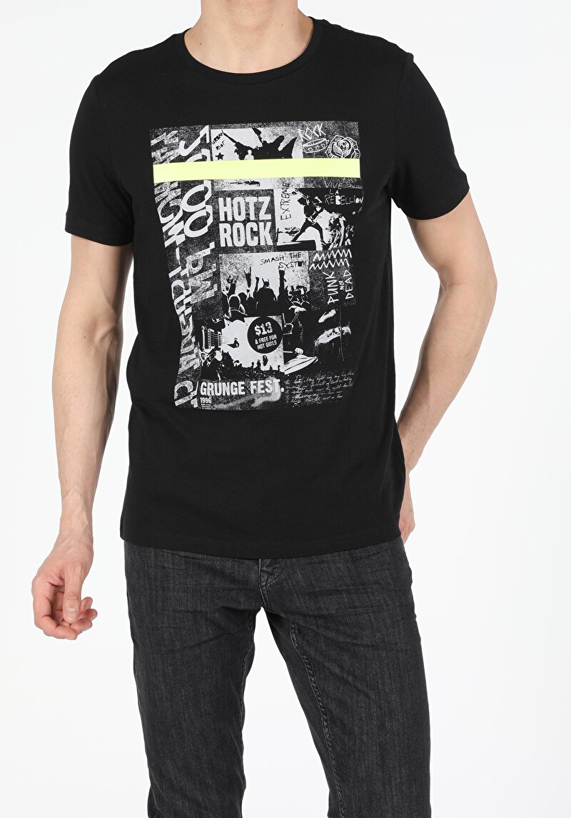 Imagine a Tricou Cu Maneca Scurta De Barbati Negru Regular Fit  Cl1049934