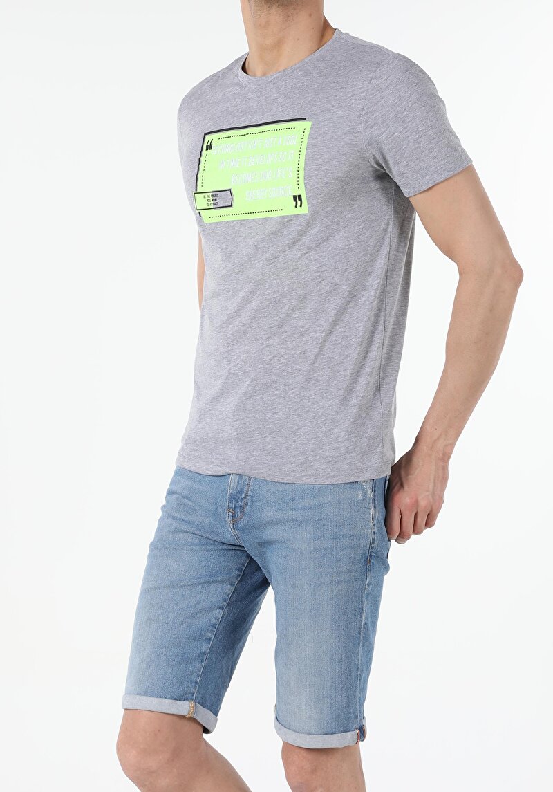 Imagine a Tricou Cu Maneca Scurta De Barbati Gri Regular Fit  Cl1053884