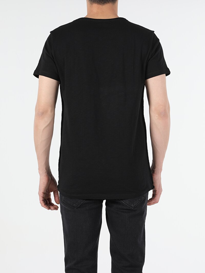 Afișați detalii pentru Tricou Cu Maneca Scurta De Barbati Negru Long Fit  Cl1053914