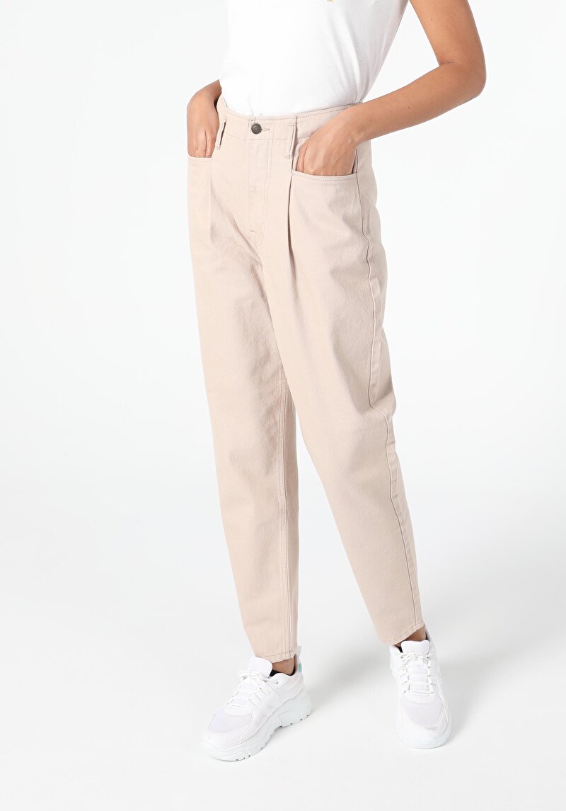 Imagine a Pantaloni De Dama Bej Baggy Fit  Cl1055024