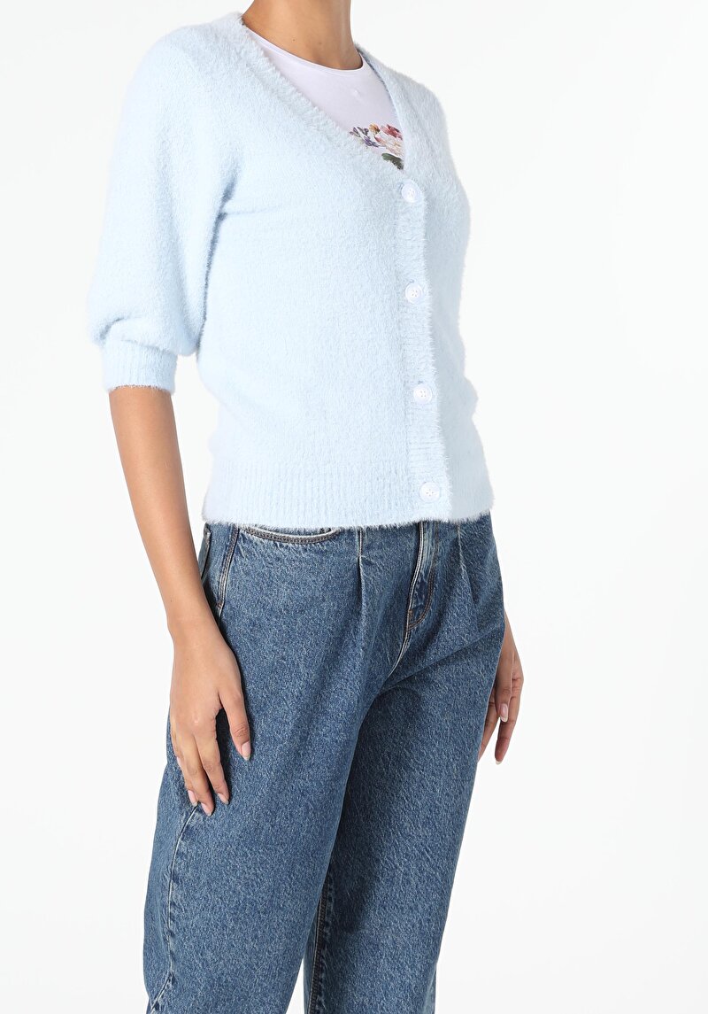 Imagine a Cardigan De Dama Albastru Slim Fit Cl1055317