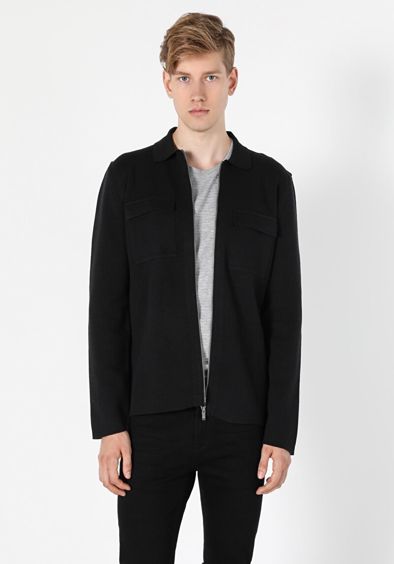 Afișați detalii pentru Cardigan De Barbati Negru Regular Fit  Cl1055414