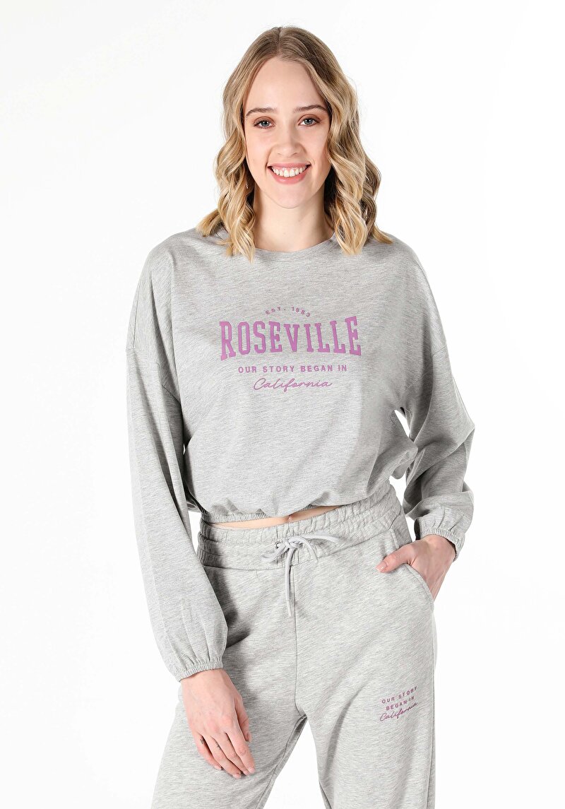 Imagine a Tricou Cu Maneca Lunga De Dama Gri Regular Fit Cl1058513