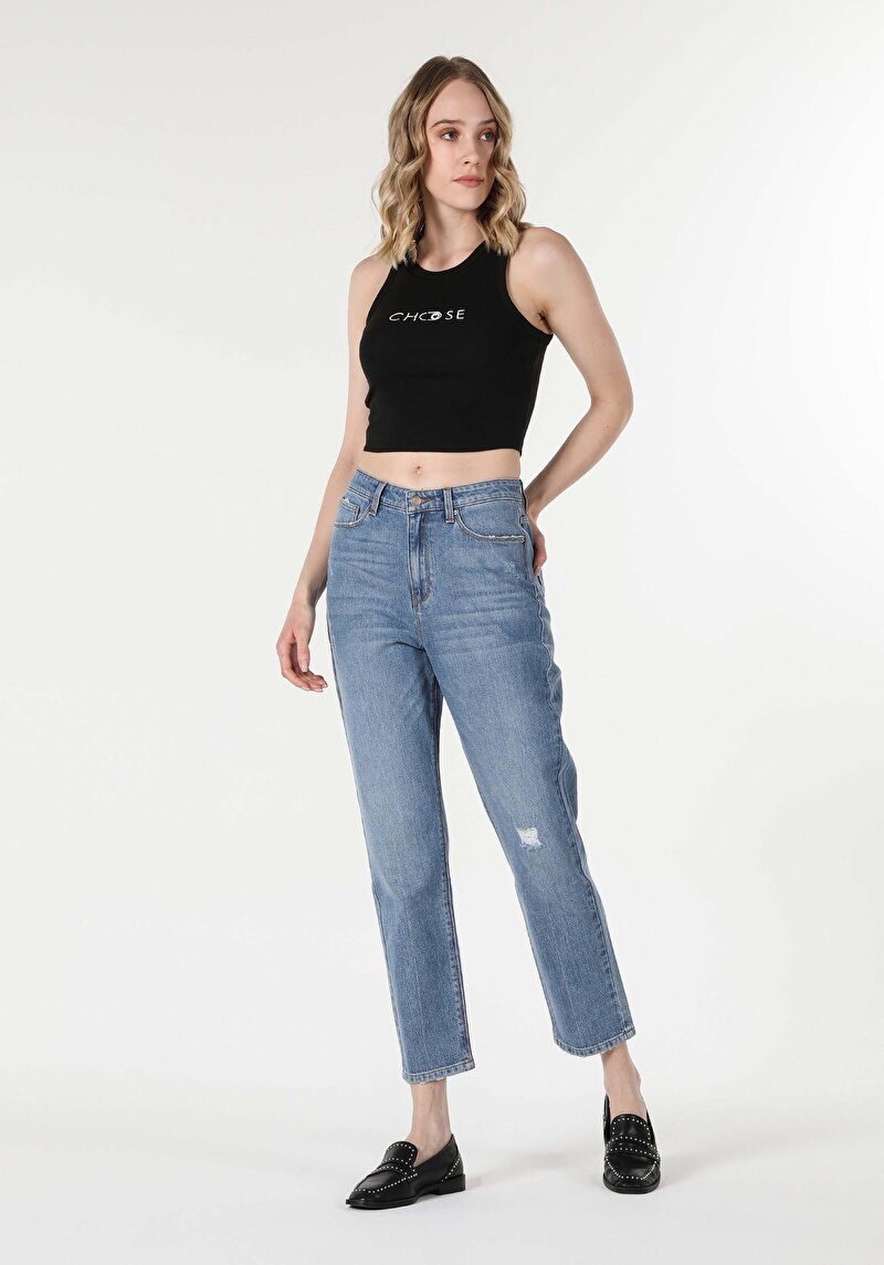 Imagine a Pantaloni De Dama Denim Crop Mom Fit 883 Roxy Cl1058543