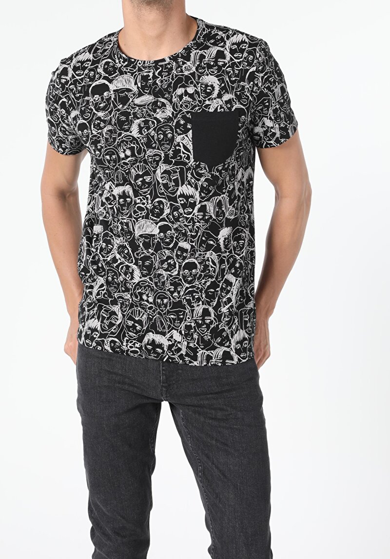 Imagine a Tricou Cu Maneca Scurta De Barbati Negru Regular Fit  Cl1054905