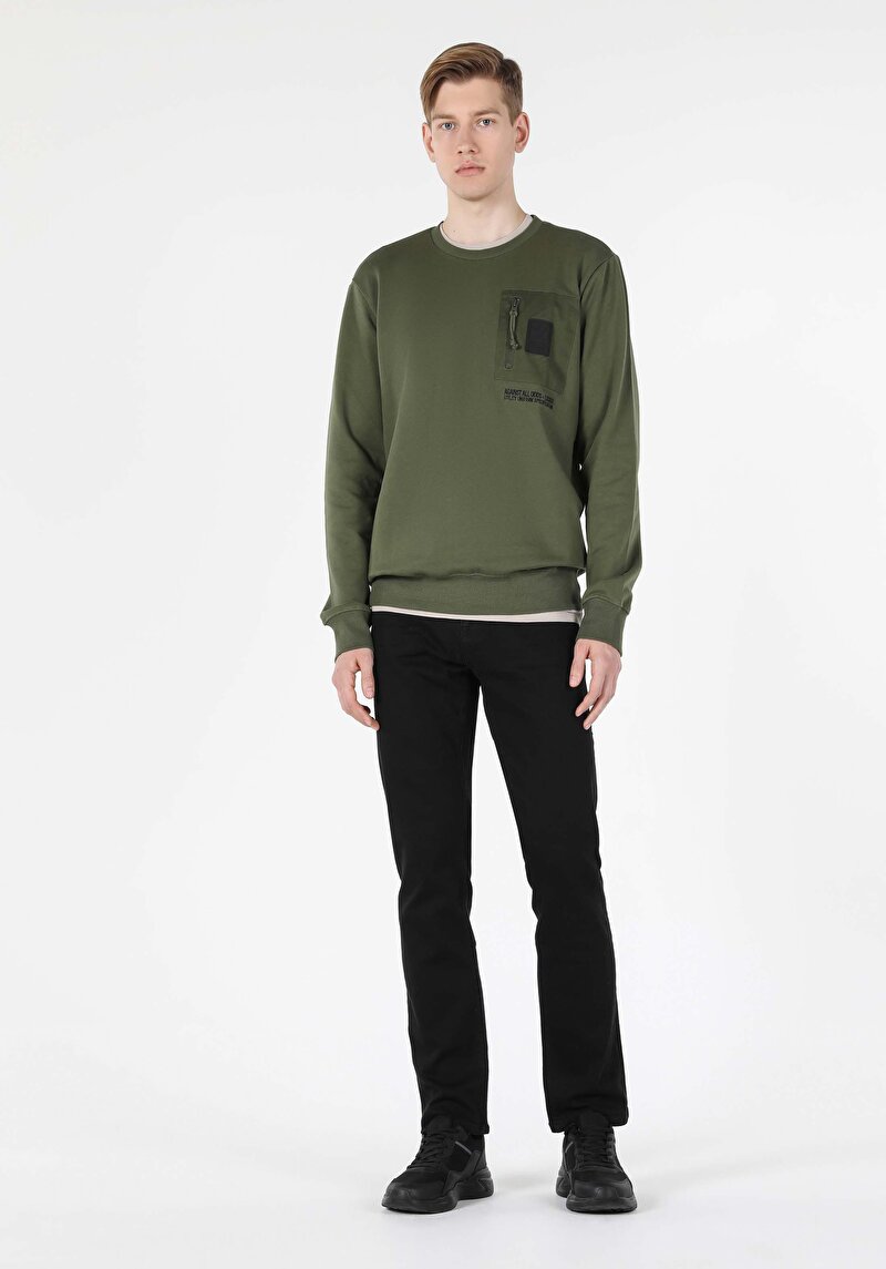 Imagine a Hanorac / Bluza De Barbati Kaki Regular Fit  Cl1056677