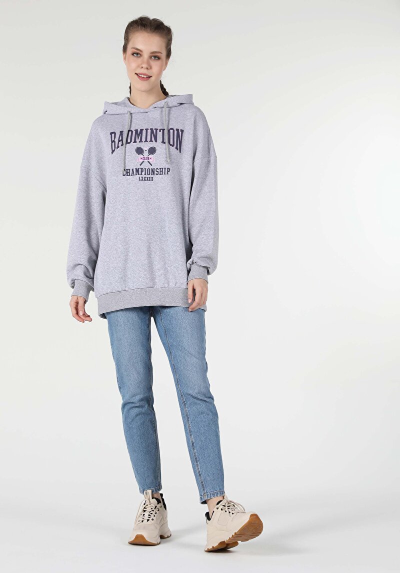 Imagine a Hanorac / Bluza De Dama Gri Oversize Fit Cl1057349