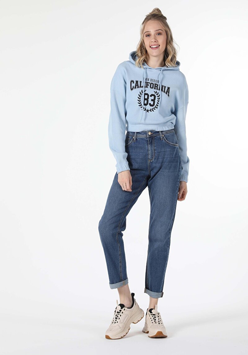 Afișați detalii pentru Tricou Cu Maneca Lunga De Dama Albastru Regular Fit  Cl1057369