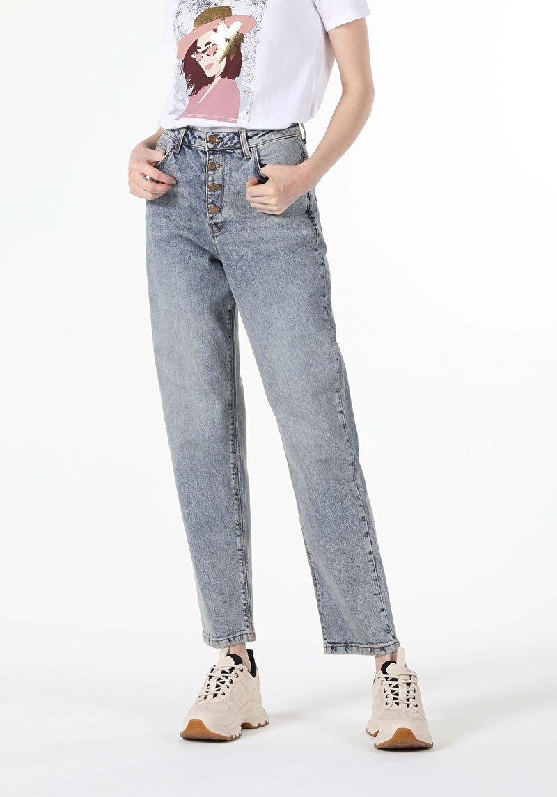 Afișați detalii pentru Lungime Mare Fit Talie Talie Slăbire Picior Denim Pentru Femei Blugi